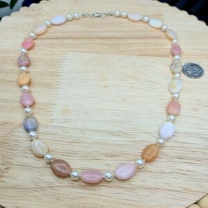 Gemstone Pastels Bead Sterling Silver Clasp Necklace